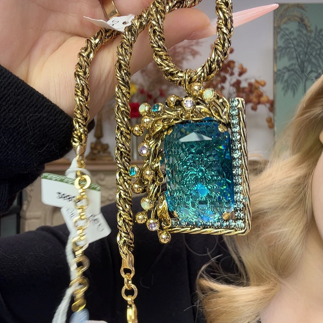 锆石铜合金方糖项链