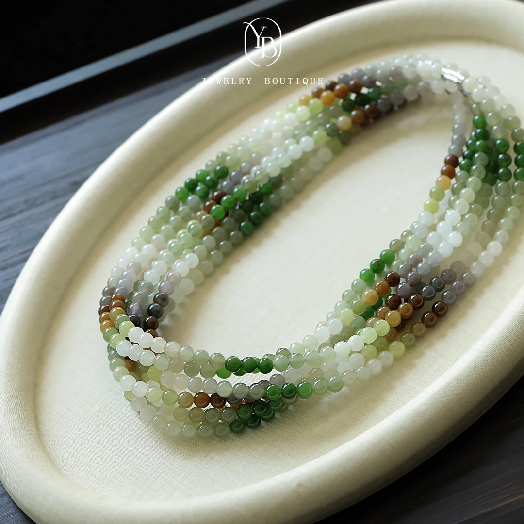 6MM多宝和田玉串珠项链彩色玉珠手作时尚女款锁骨链小众首饰