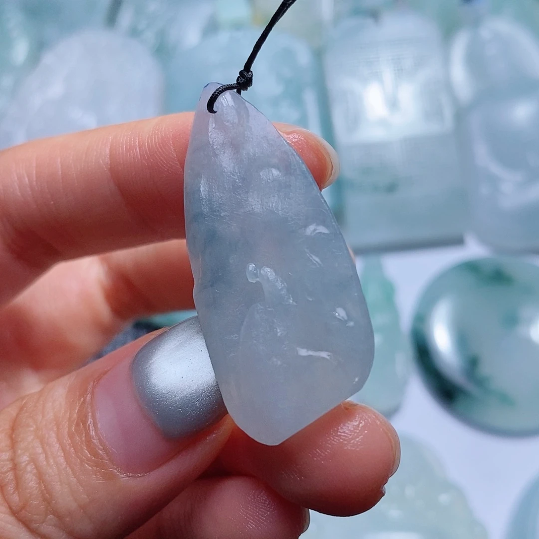 定制翡翠未镶嵌毛货付款后确认抛光