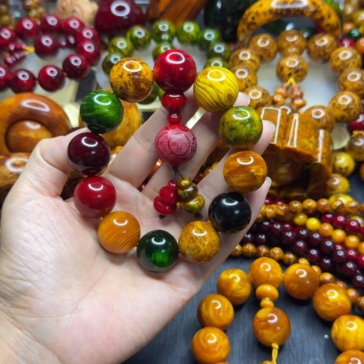 松木琥珀木文玩手串