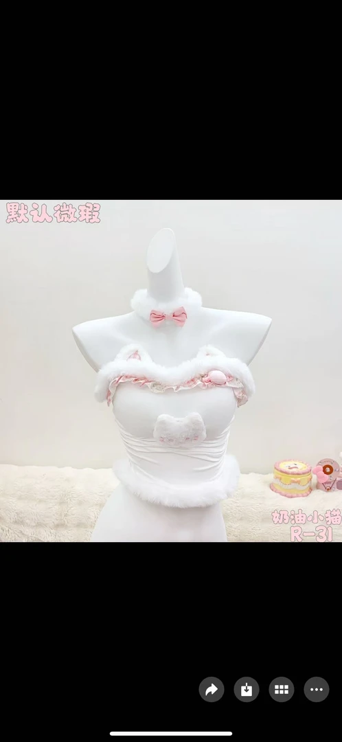 【超甜敏敏】手作系列默认微瑕 奶油小猫 小吊带上衣