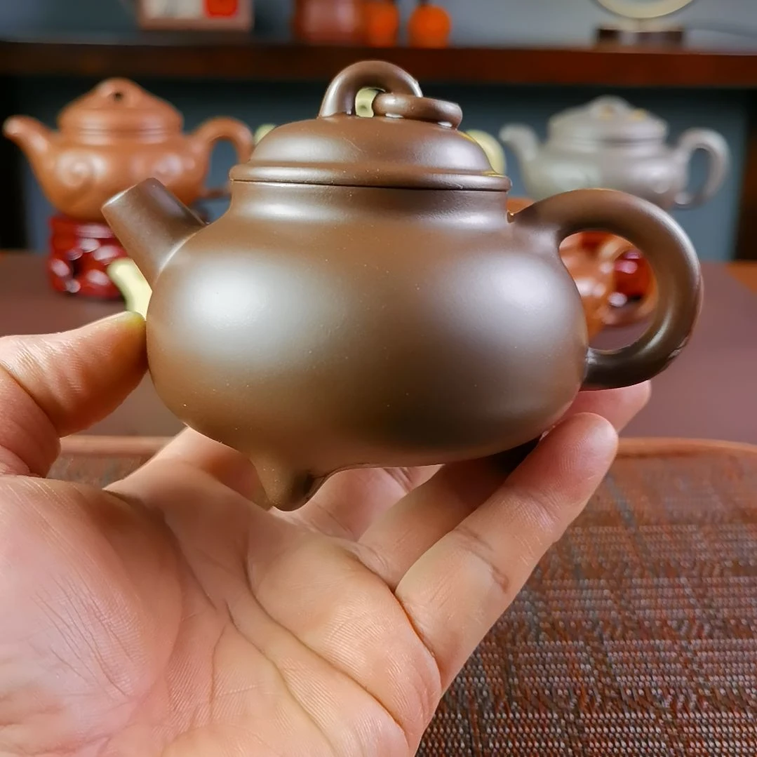 紫砂茶壶紫泥炮嘴单圈250CC国工