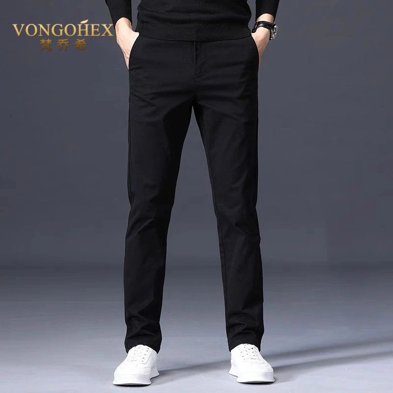 VONGOHEX男士西装裤秋冬加绒加厚休闲裤宽松直筒弹力商务百搭男裤