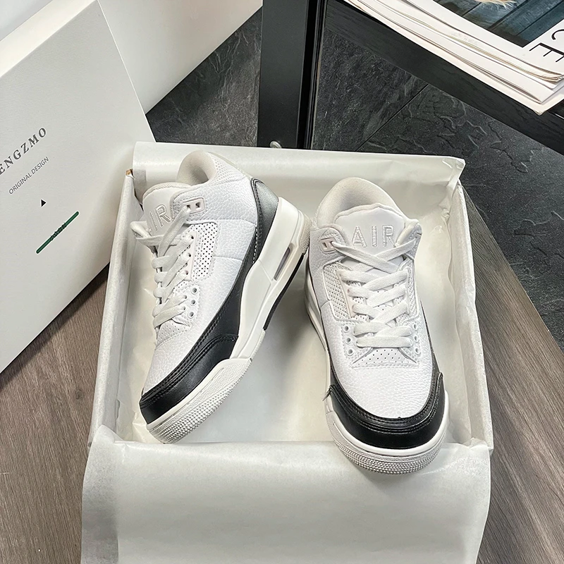 莆田aj3气垫篮球鞋男2025新款秋冬大学蓝白水泥百搭耐磨运动潮鞋