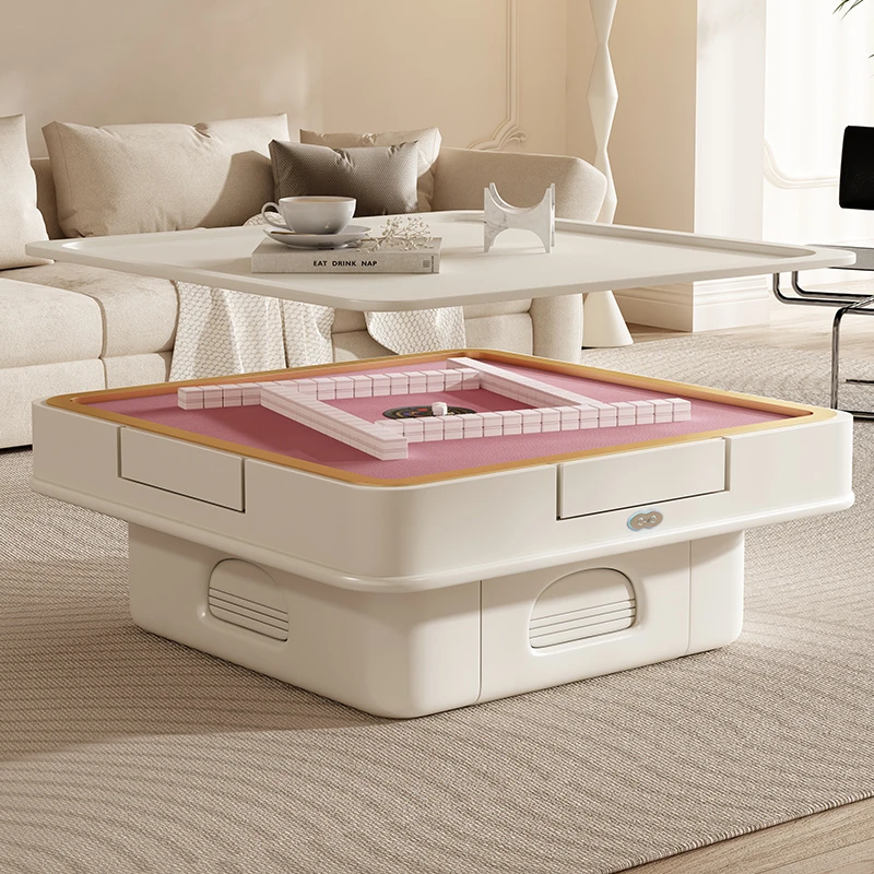 茶几麻将桌一体两用客厅家用小户型岩板升降餐桌中古风2024年新款