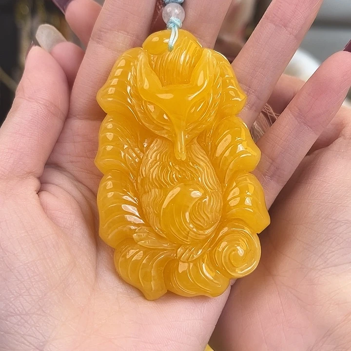 裸石琥珀未镶嵌焦皮33.5g九尾狐