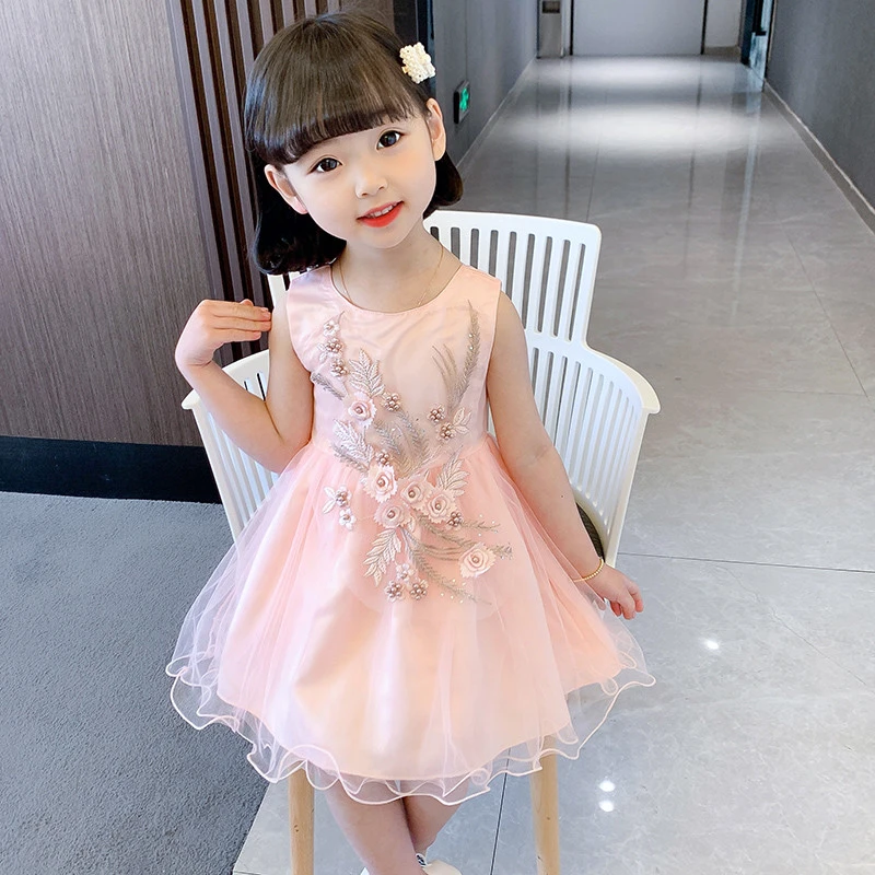 女童夏装连衣裙2025新款洋气小女孩背心公主裙纱裙女宝宝生日礼服