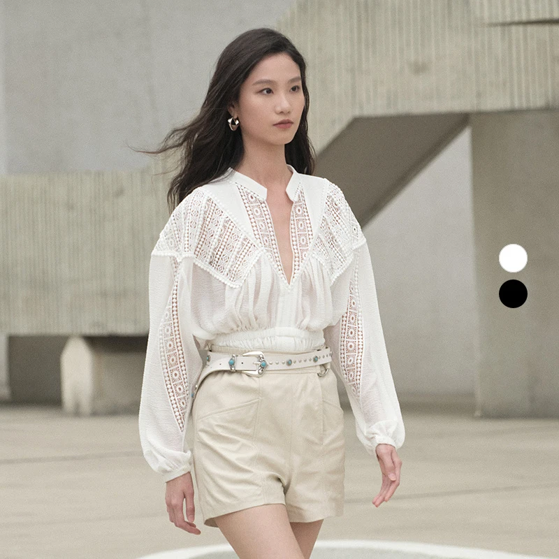 IRO Night 镂空蕾丝衬衫宽松度假风法式轻奢25春夏新款