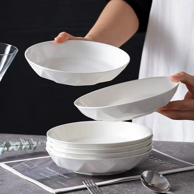 【7英寸菜盘6只】轻奢陶瓷碗盘高颜值陶瓷餐具简约家用钻石盘子