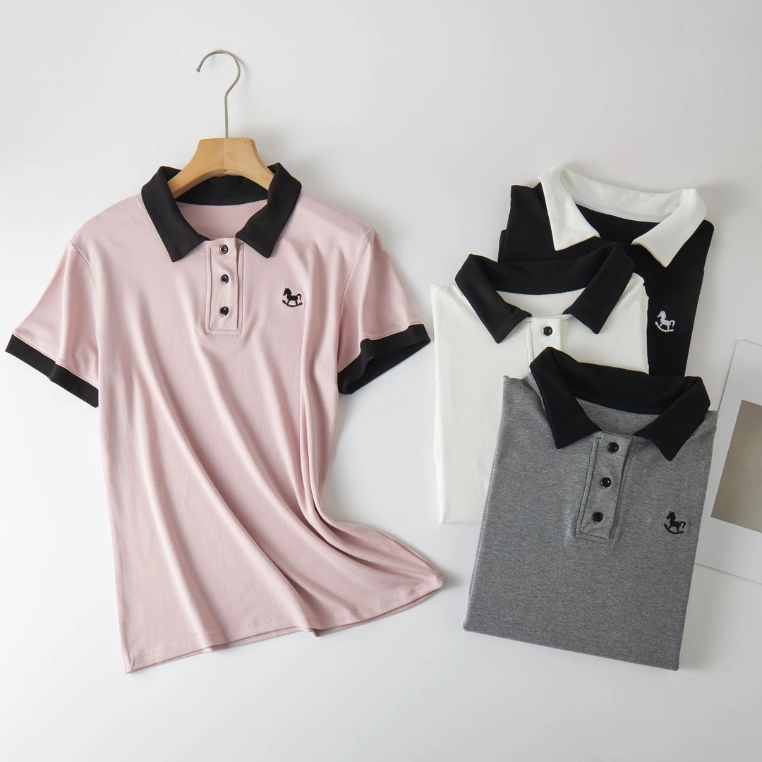 「胶原蛋白养肤｜重工刺绣设计感POLO领撞色短袖--经典不过时！