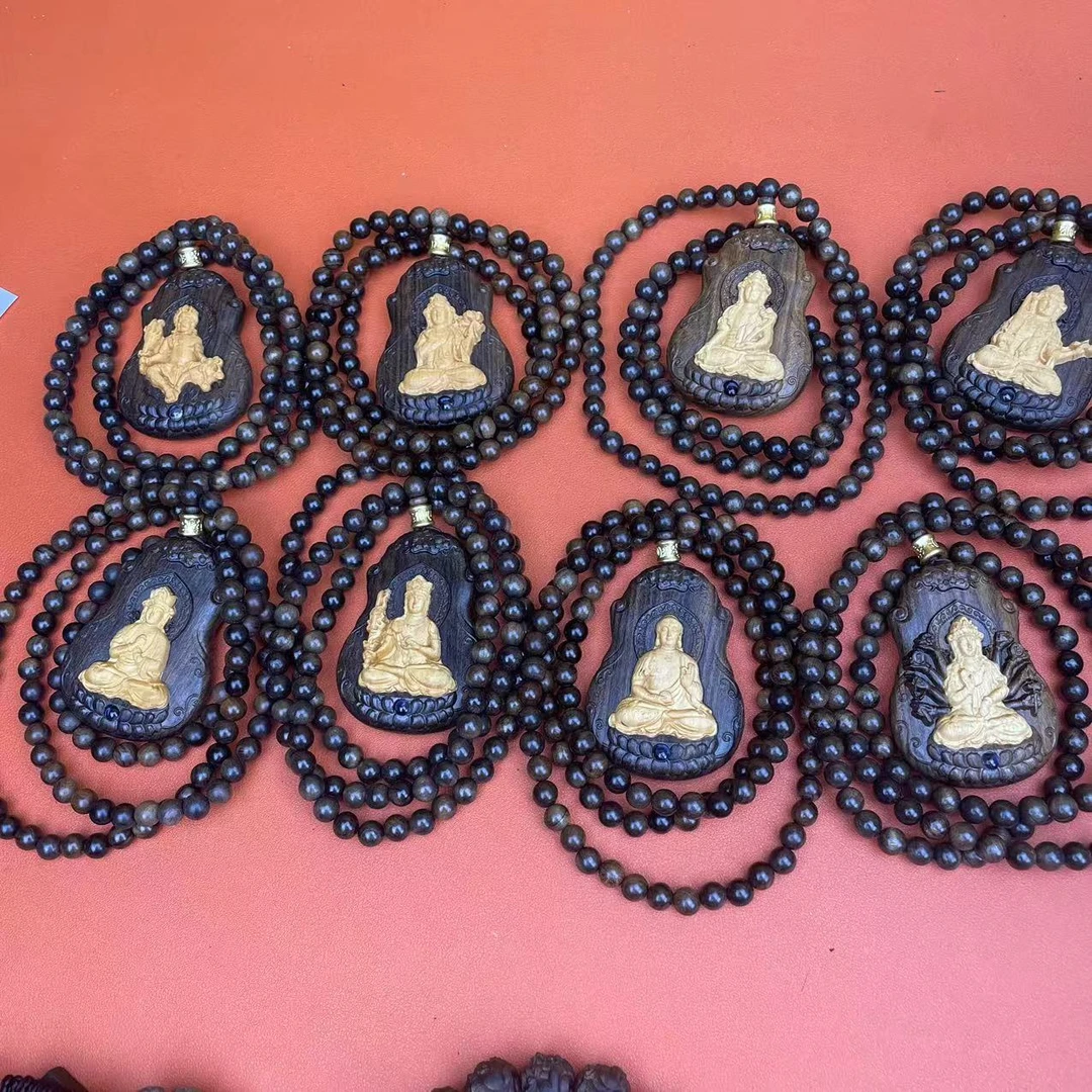 （5/7m八大守护神镶嵌配0.8圆珠）毛衣链挂件巴布亚贡木天然念珠