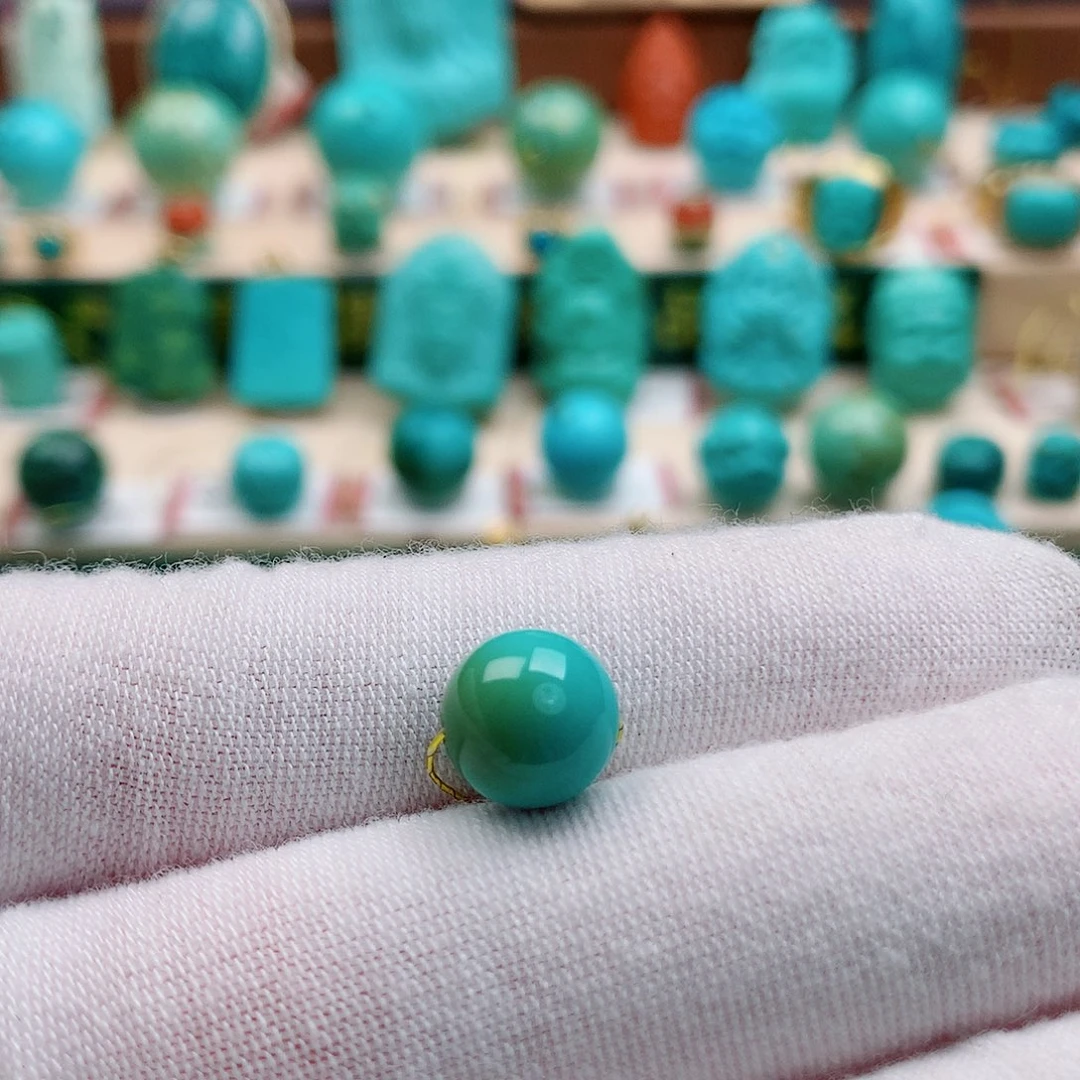 绿松石未镶嵌珠宝半成品圆珠9