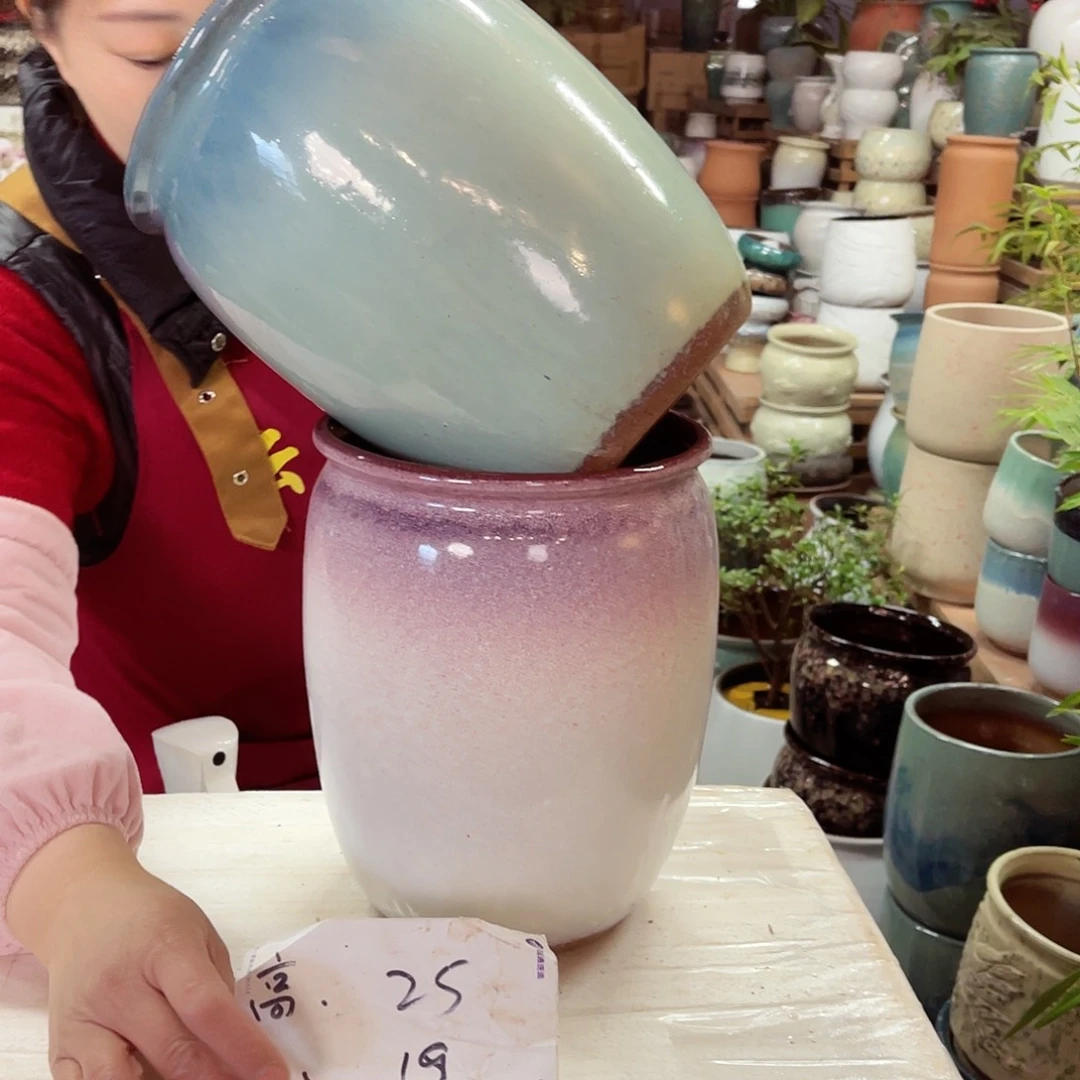 紫砂花盆高度25口径19