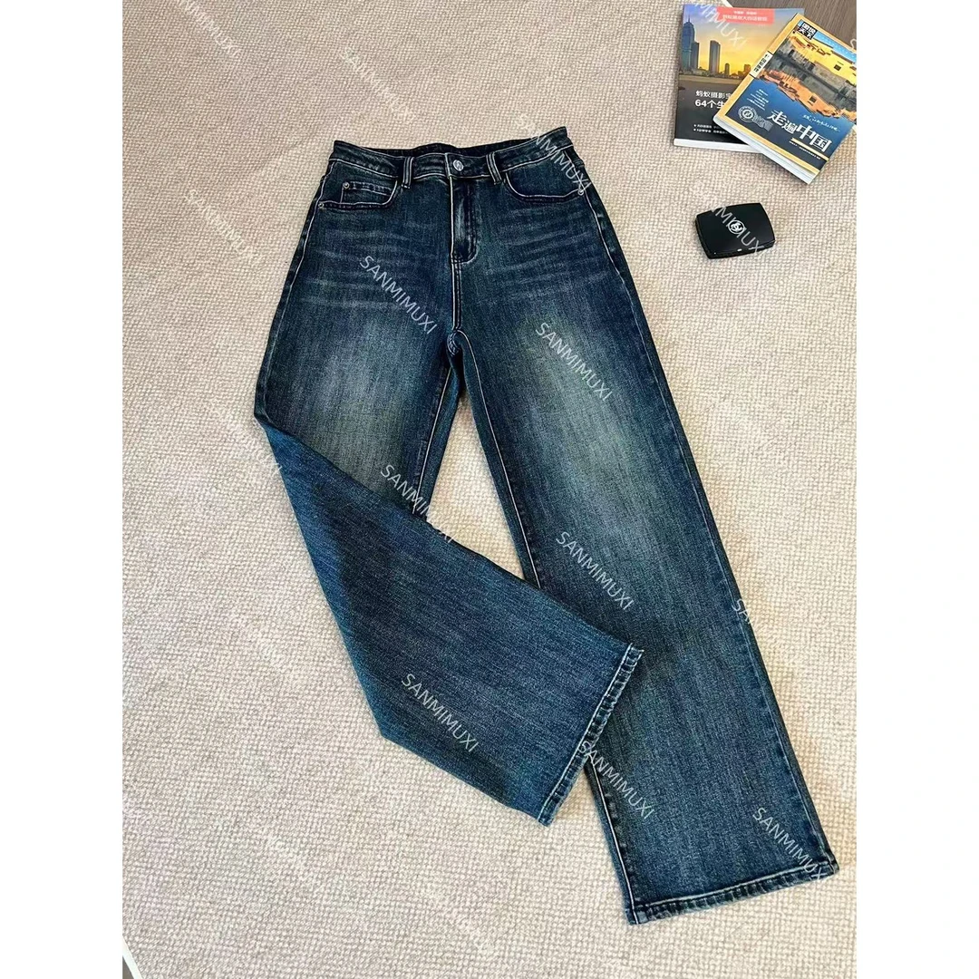 水洗牛仔直筒拖地裤 W666