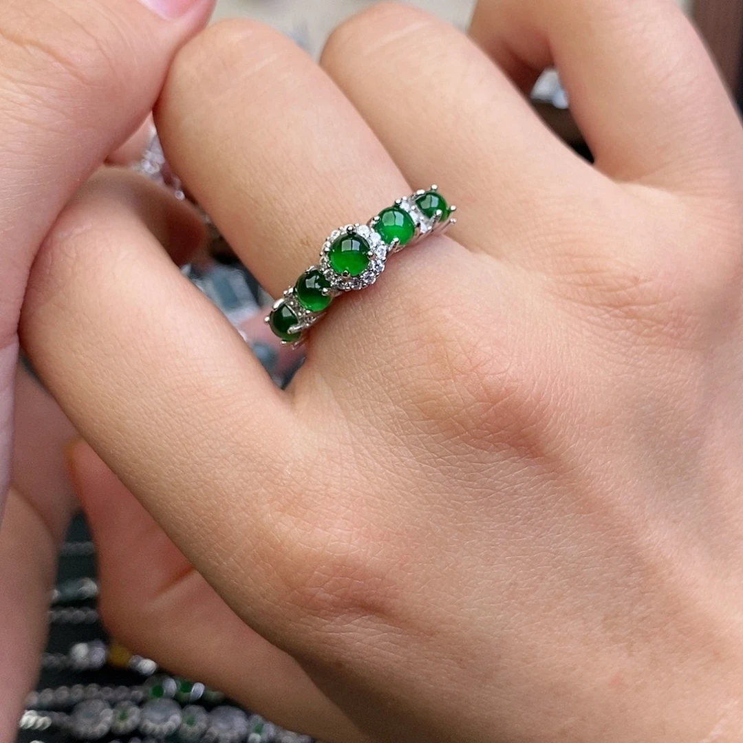 翡翠银S925镶嵌戒指