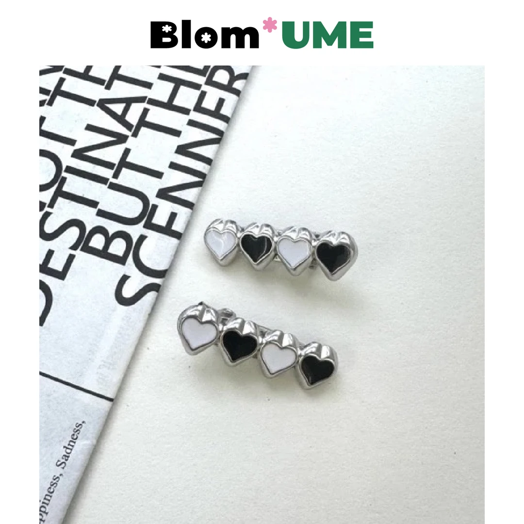 BlomUME原创设计黑白爱心简约边夹日韩鸭嘴夹时尚发夹饰品迷你613