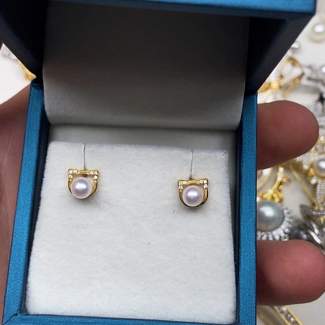 耳饰银S925镶嵌海水珍珠