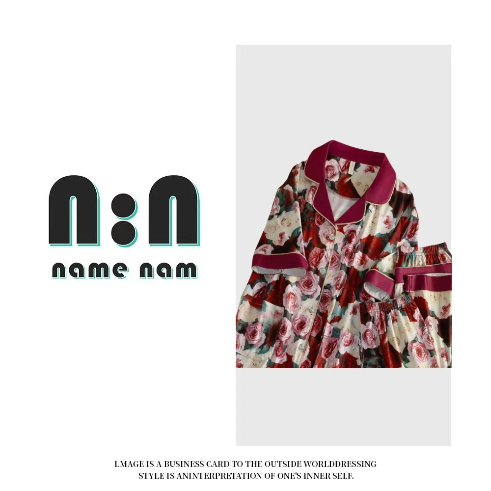 2025新款夏季薄款轻奢小众印花设计潮牌舒适柔软宽松三件套家居服