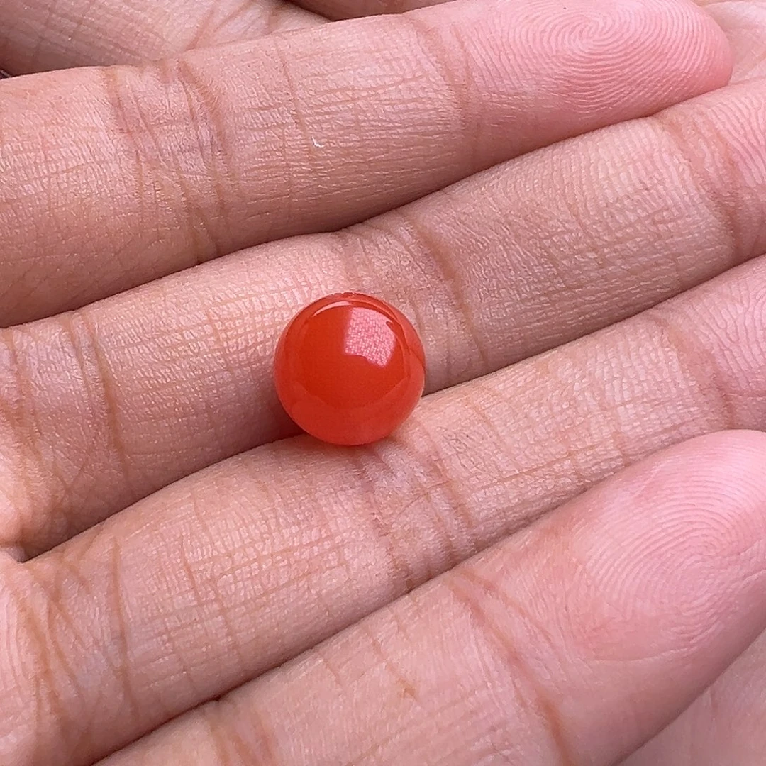 南红玛瑙未镶嵌珠宝奇石柿子红圆珠9.2mmm