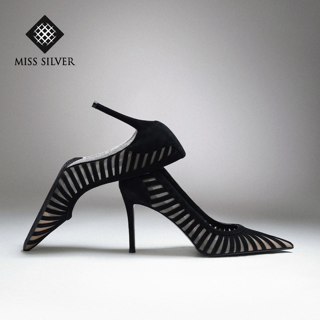 MISSSILVER【光影隙步】夏季性感气质透气镂空尖头细跟高跟鞋女