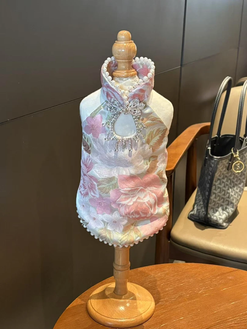 宠物旗袍猫咪狗狗连衣裙高定礼服苏绣春夏