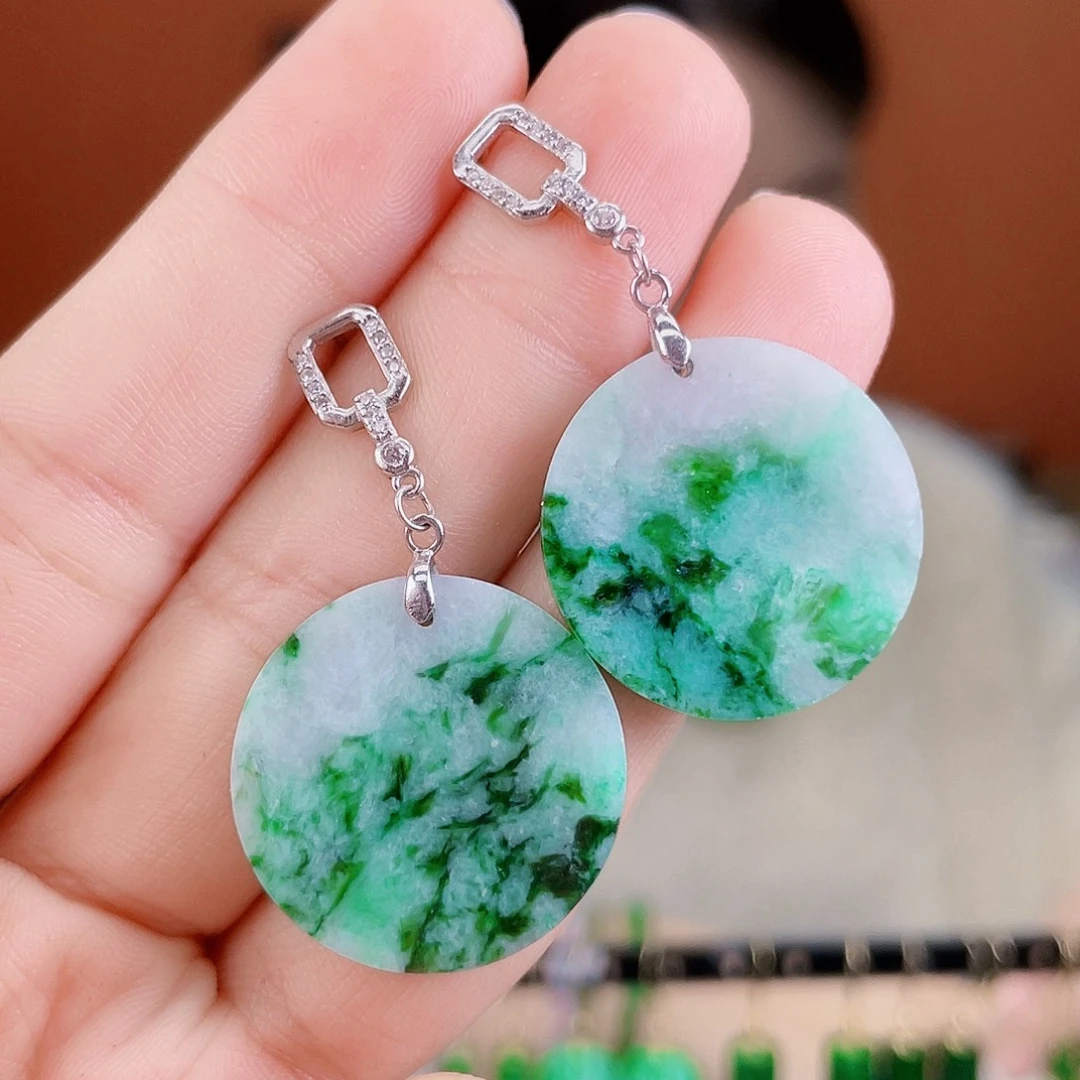 翡翠银S925镶嵌耳饰