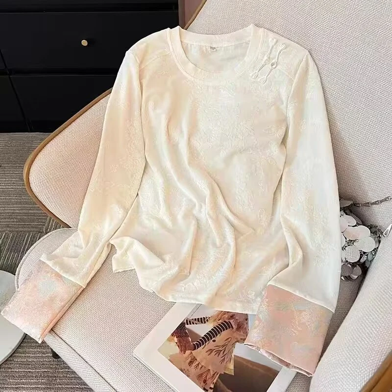 【舒然定制】浅唱--新中式打底盘扣小衫新款气质显白女装011-d