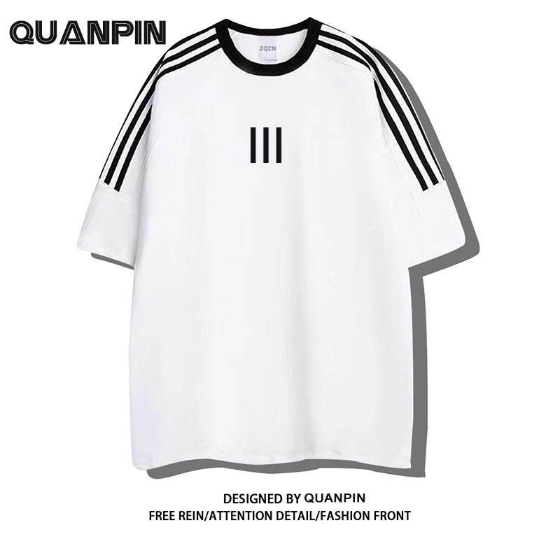 纯棉潮牌联名百搭时尚男女同款短袖T恤情侣装宽松重磅百搭休闲