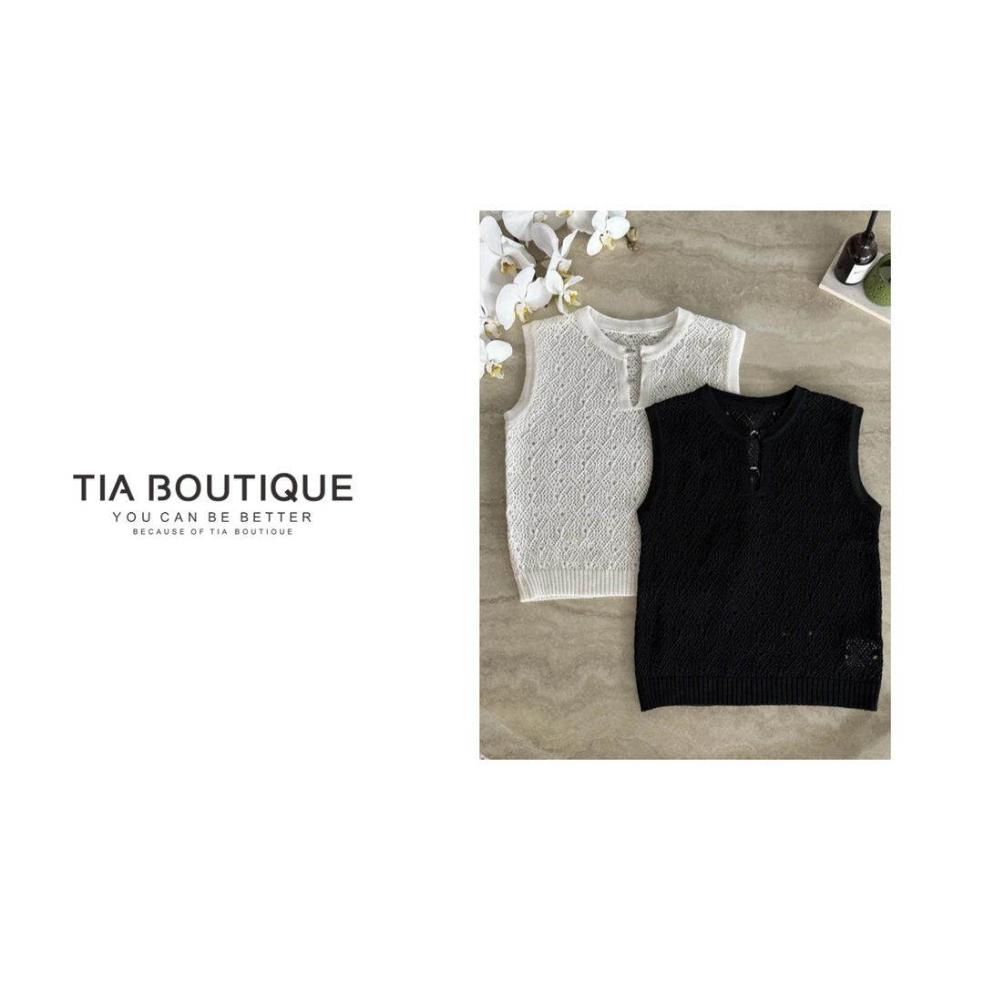 【镂空甜心】顶版vic供25s纱满钻cc扣镂空织千金无袖背心上衣SY0203