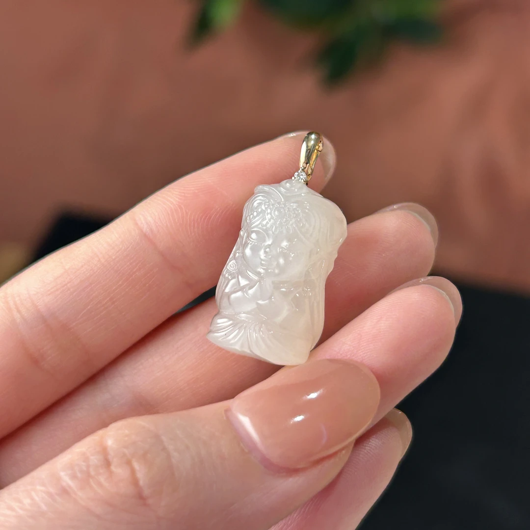 【扎基拉姆】18K黄 和田玉吊坠244329