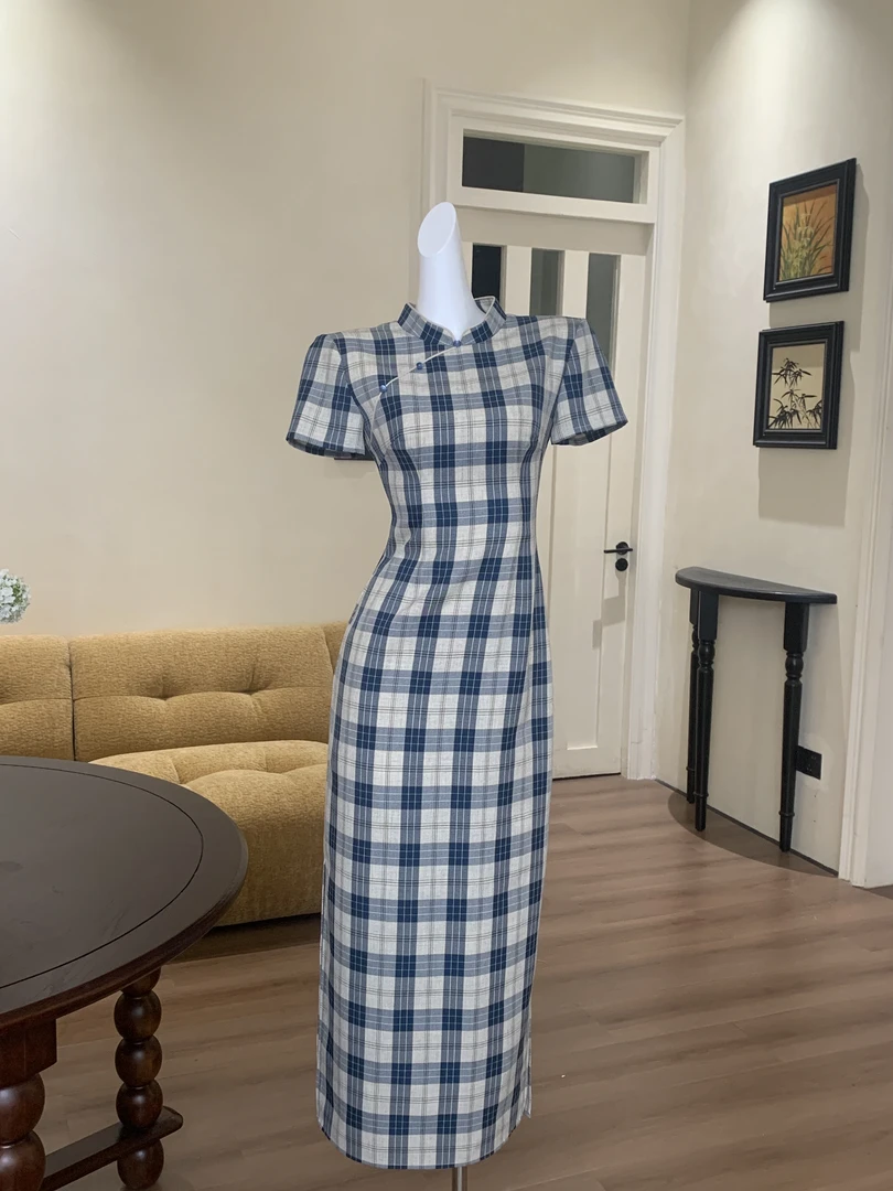 EIA一尧新中式国风【限量福利款】书桓 格纹气质改良旗袍民国连衣裙