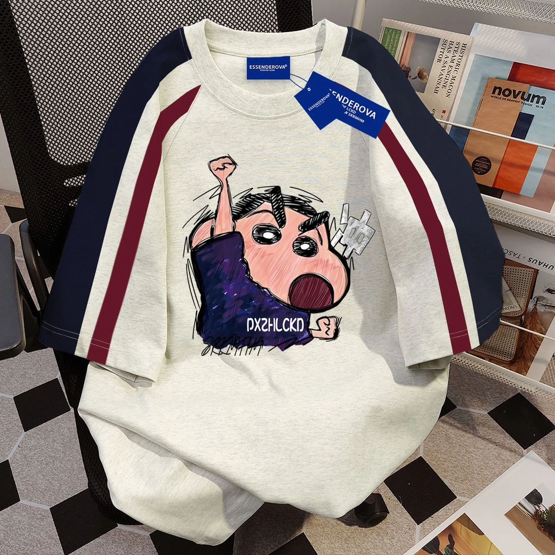 100%纯棉美式国潮街头嘻哈圆领短袖t恤女夏季宽松通勤情侣上衣ins