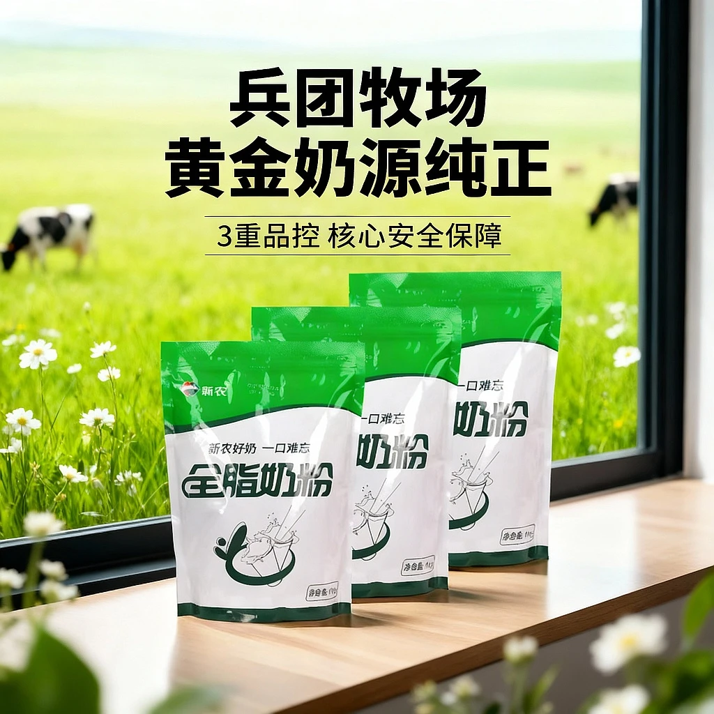 【工厂直播间补贴专属价】绿袋新疆直发全脂奶粉6斤3大袋新疆直发