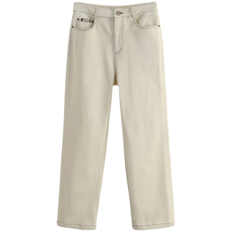 【伍莎-自营】明线装饰修身纯色弹力牛仔裤#QPE47Z010