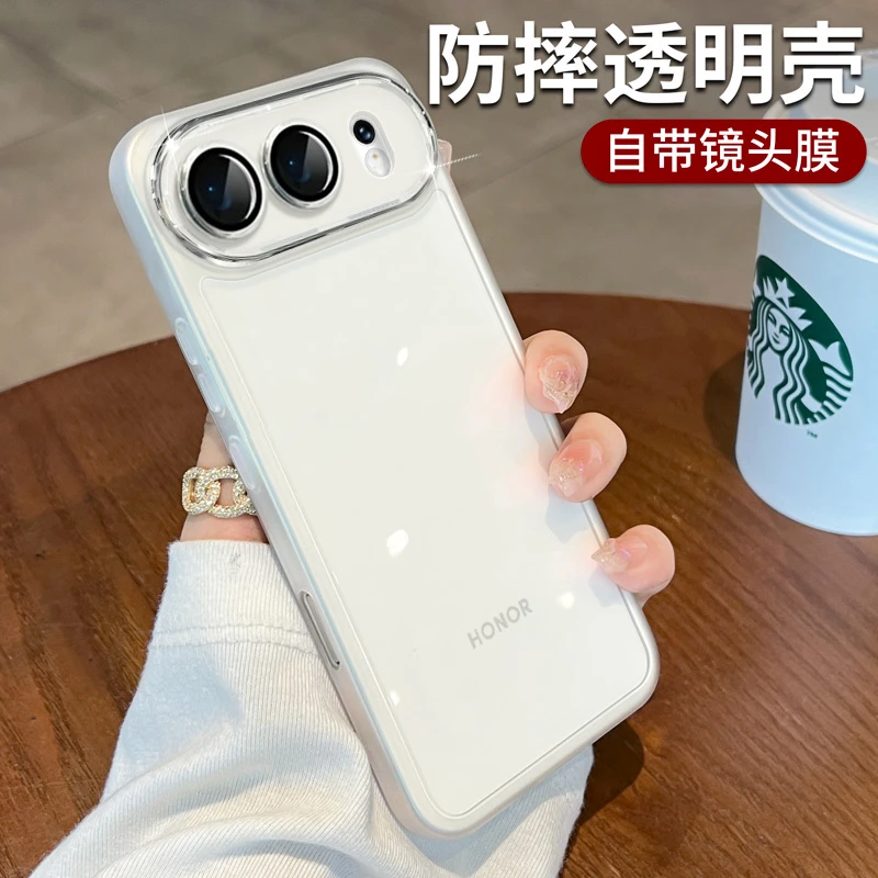 适用荣耀500手机壳新款华为专用400Pro全包带镜头膜300透明防摔潮