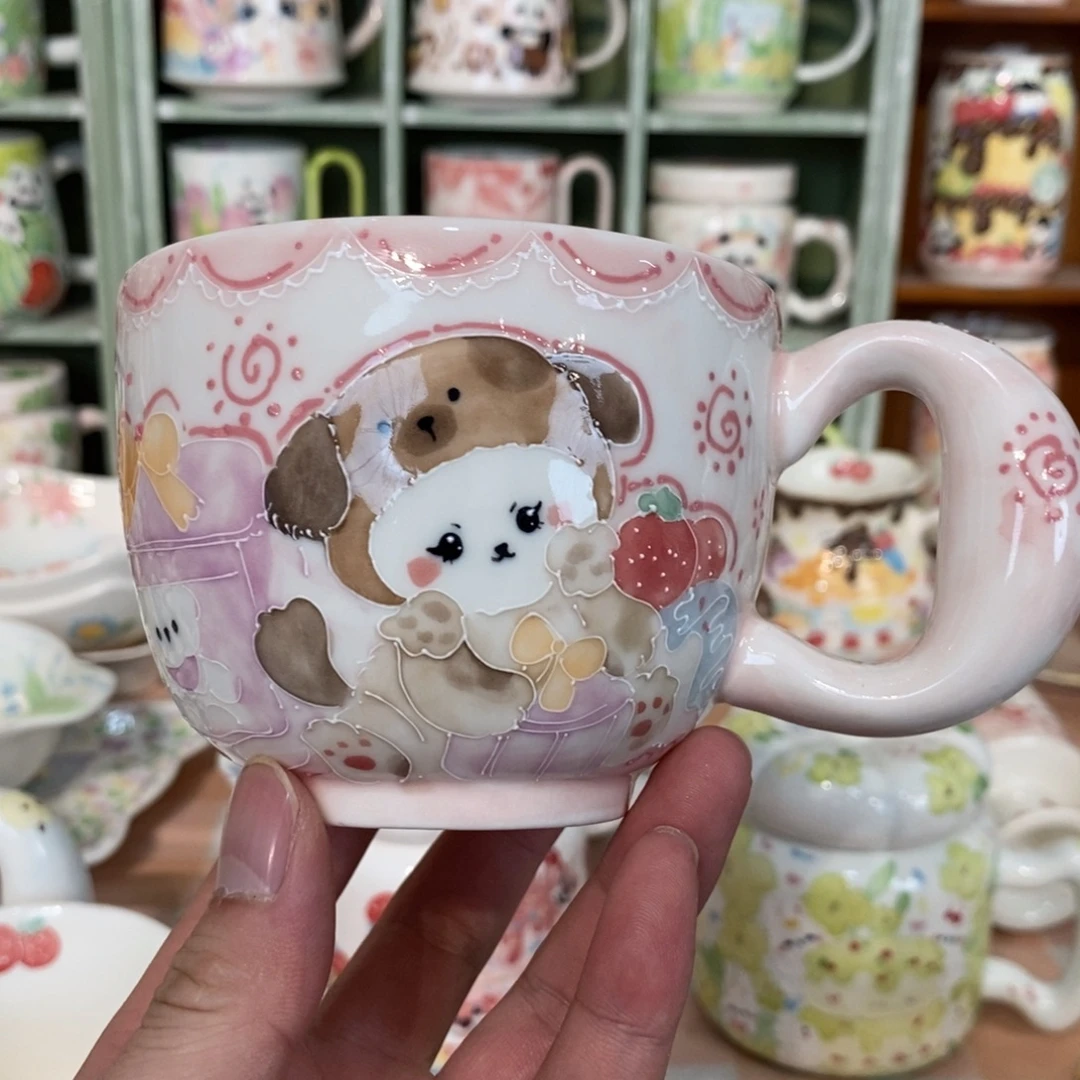 瓷片小狗早餐杯微瑕