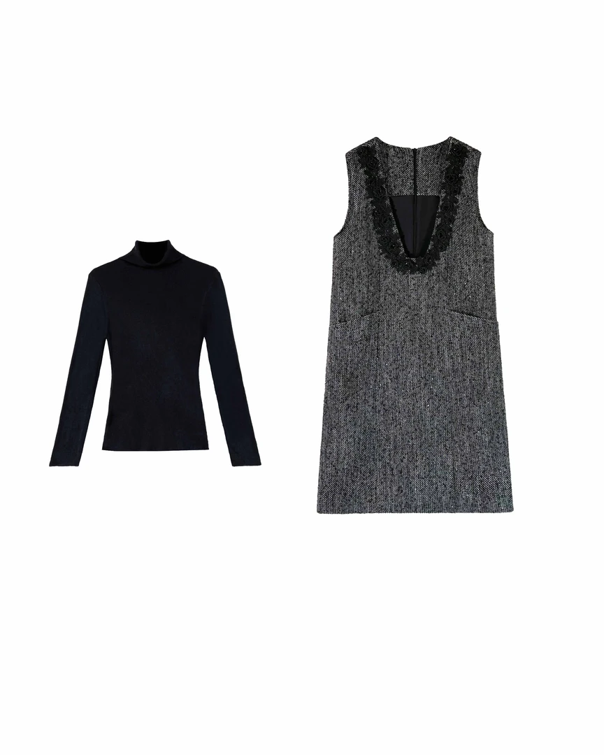 小香风重工立体玫瑰花女裙2025轻奢A字中长裙L252