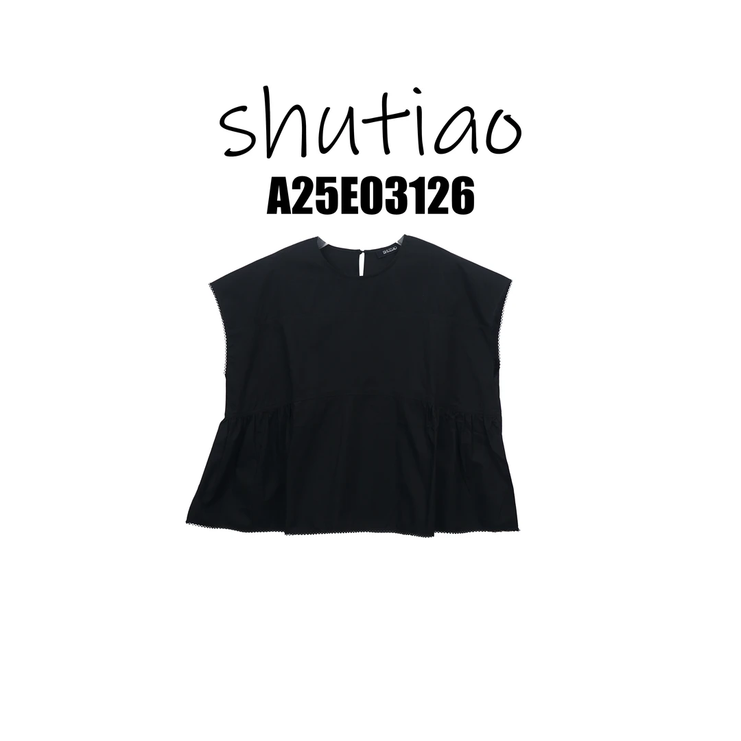 【SHUTIAO】2025夏季：新款小众设计款T恤A25E03126