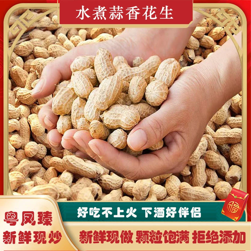 水煮蒜香花生柴火花生酥脆熟带壳花生下酒坚果炒货零食