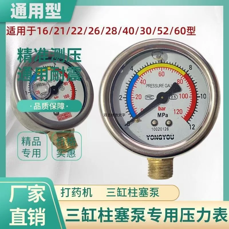 柱塞泵压力表清洗机专用配件零件油压表水压表喷雾器配件专用表