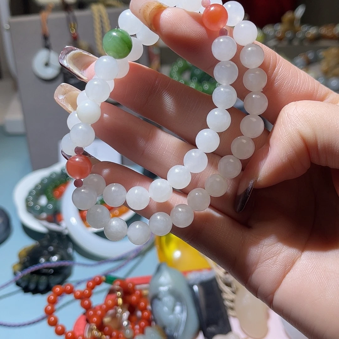 和田玉未镶嵌颈饰白玉多圈