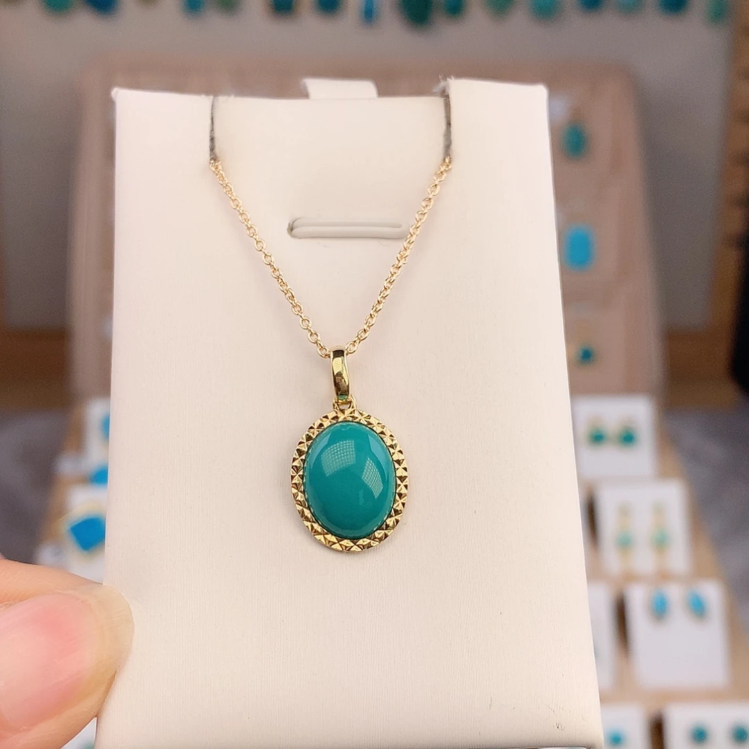 绿松石18K金镶嵌吊坠(不含链)