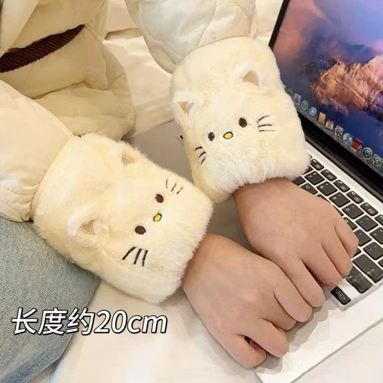 秋冬新款可爱猫咪防污袖套女棉服护袖工作学习学生保暖套袖ZZZ
