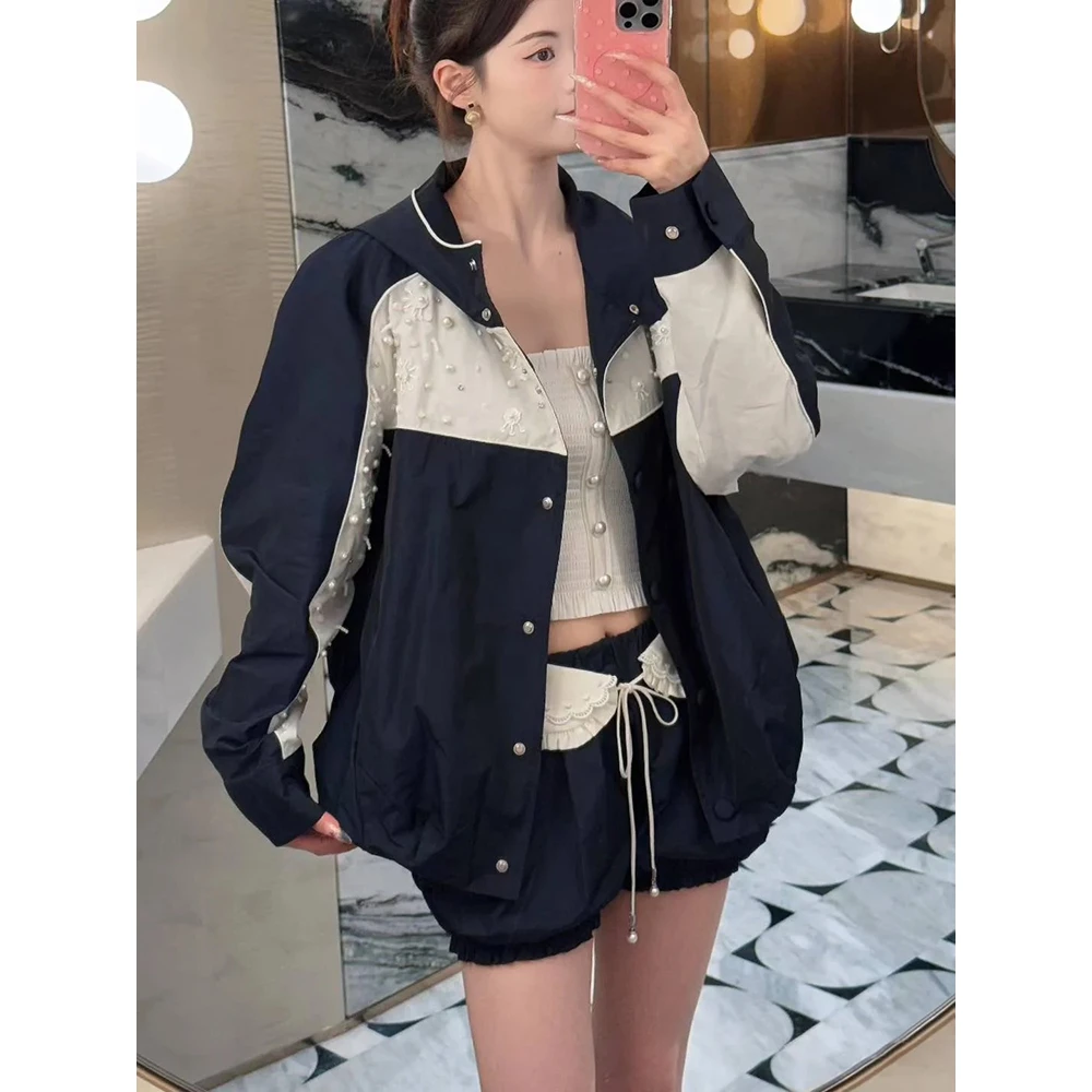 【DÉ MYSTÈRE】拉家运动休闲连帽开衫中长外套/花苞短裤GFC25710-1