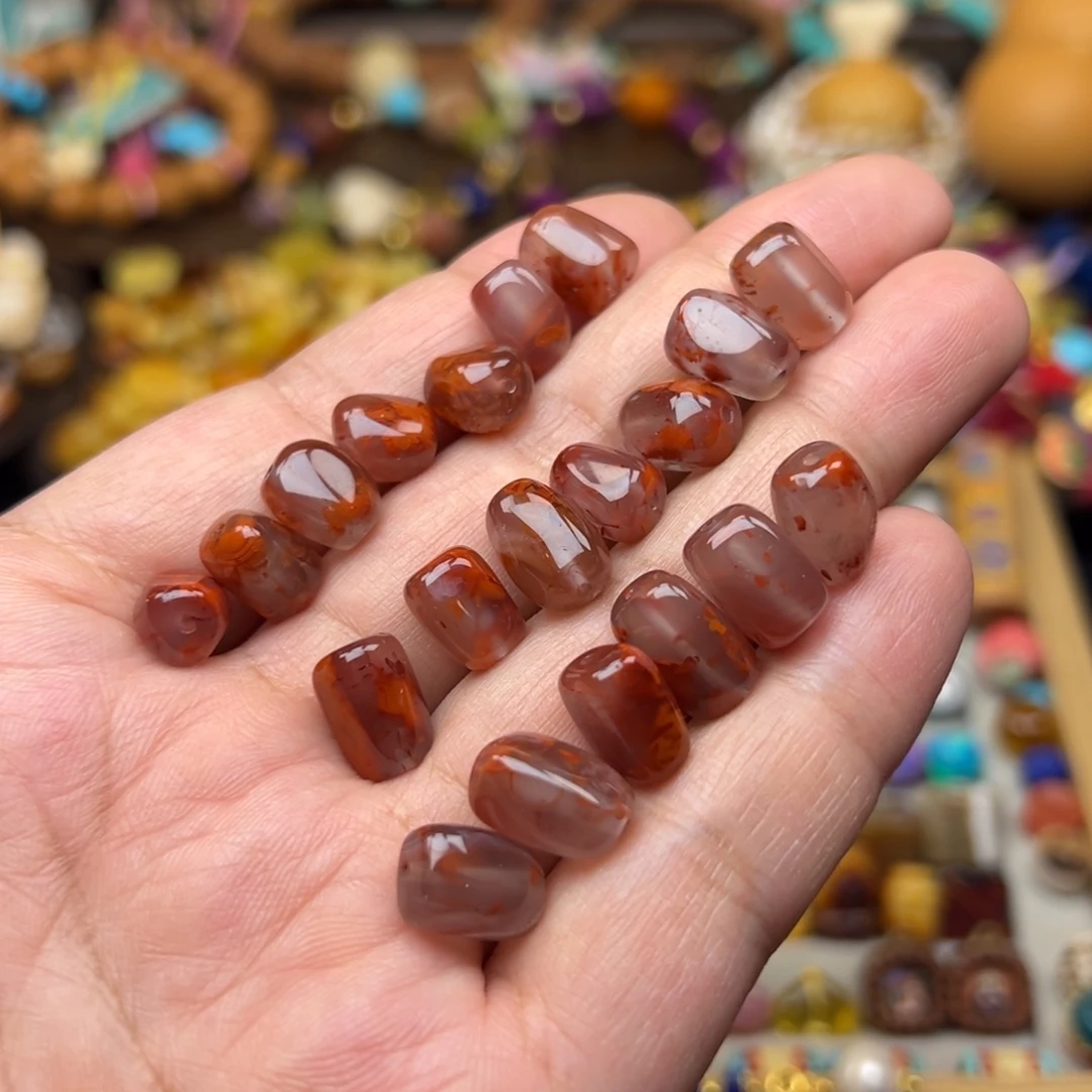 南红玛瑙未镶嵌随型桶珠发一个