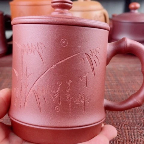 紫砂茶杯宜兴原矿紫砂盖杯