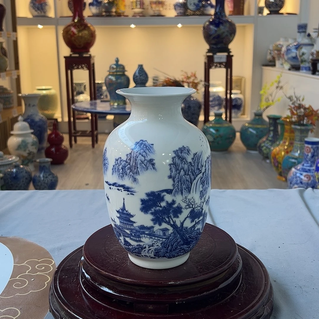 摆件陶22cm山色永喜秋冬瓜瓶