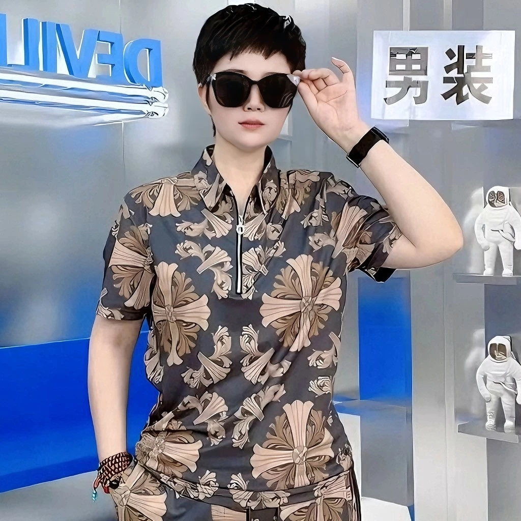 夏季夏装套装夏季半袖休闲POLO弹力透气套装短袖短裤套装男潮流