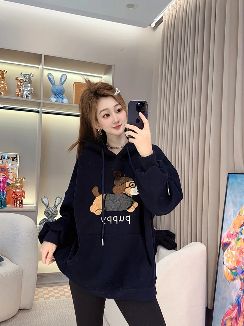 时尚百搭洋气休闲显瘦小个子遮屁股加绒加厚中长款卫衣