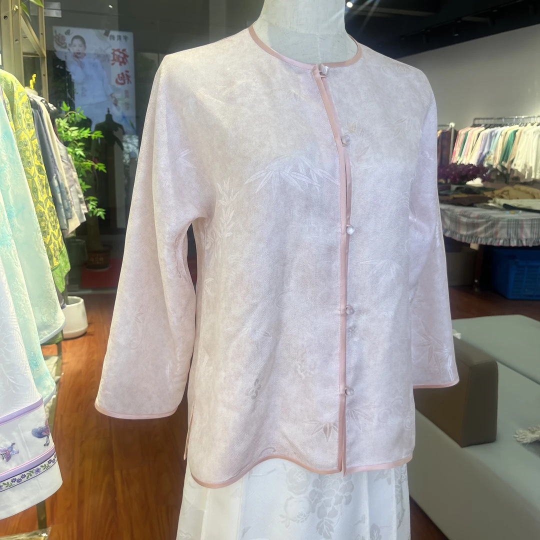 新中式圆领小上衣中国风外套女装休闲女士时尚提花唐装国风